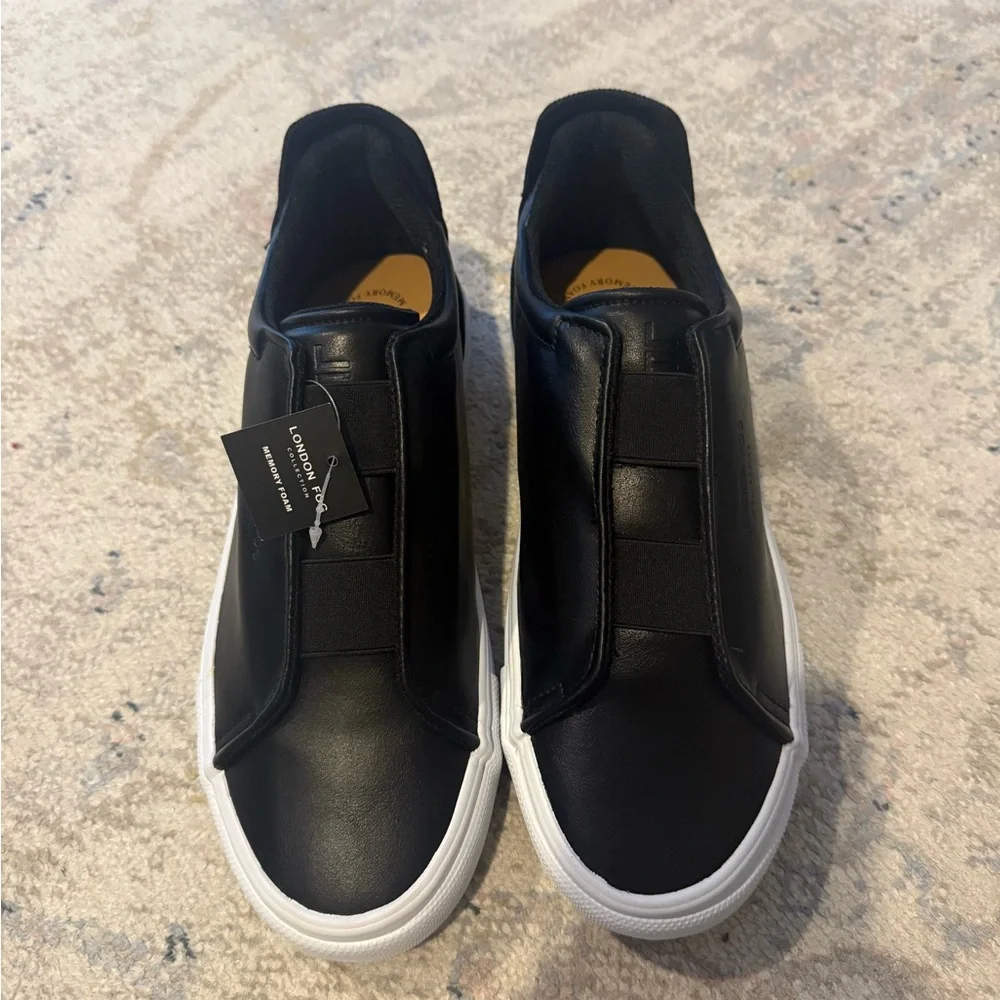 London Fog Francis Slip-On Sneakers Black Men’s 9M — Memory Foam, Casual Shoe